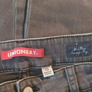 UNIONBAY Mid Rise Vintage Peg Jeans - Black